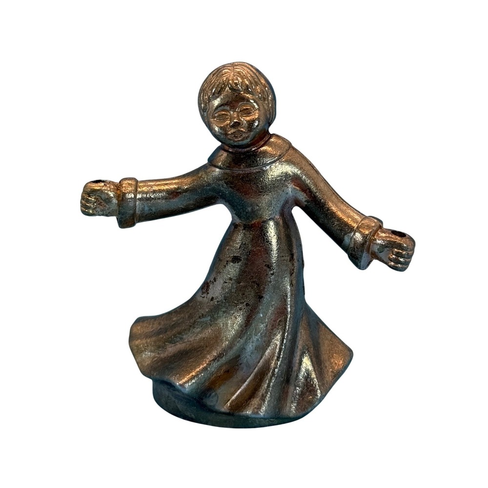 VTG Brass Girl Child Figurine Statue Small‎ MCM Whimsical Boho Hong Kong 3in
